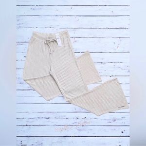 NWT🥣 TopShop from Nordstrom 🥣 Oatmeal Wide Leg Ribbed Lounge Pants